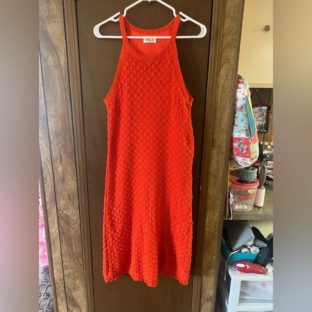 Eliza J from Nordstrom’s  Red Sleeveless Halter Sheath Midi Dress